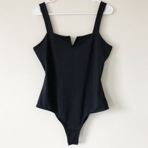 SHEIN Black Body Suit with V-Neck Slit Size Med